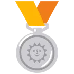 Silbermedaille + Sonne mit Gesicht