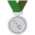 Silbermedaille + Flasche mit knallendem Korken
