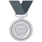 Silbermedaille + Sprechblase mit drei Punkten