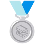 Silbermedaille + Bücherstapel