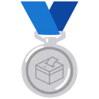 Silbermedaille + Urne mit Wahlzettel