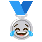 Silbermedaille + Gesicht mit Freudentränen