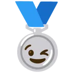 Silbermedaille + zwinkerndes Gesicht