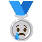 Silbermedaille + weinendes Gesicht