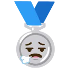 Silbermedaille + Gesicht, das ausatmet