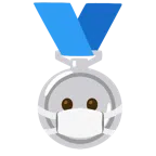 Silbermedaille + Gesicht mit Atemschutzmaske