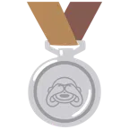 Silbermedaille + sich die Augen zuhaltendes Affengesicht