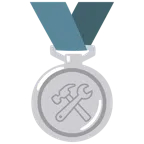 Silbermedaille + Hammer und Schraubenschlüssel