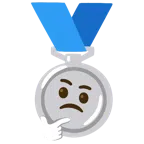Silbermedaille + nachdenkendes Gesicht