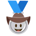 Silbermedaille + Gesicht mit Cowboyhut