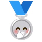 Silbermedaille + verlegen kicherndes Gesicht
