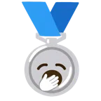 Silbermedaille + gähnendes Gesicht
