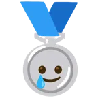 Silbermedaille + lachendes Gesicht mit Träne