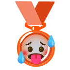 Silbermedaille + schwitzendes Gesicht