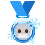 Silbermedaille + frierendes Gesicht