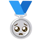 Silbermedaille + bettelndes Gesicht