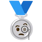 Silbermedaille + Gesicht mit Monokel