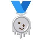 Silbermedaille + schmelzendes Gesicht