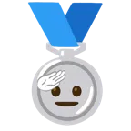 Silbermedaille + salutierendes Gesicht