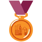 Bronzemedaille + Sonnenuntergang in der Stadt