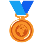 Bronzemedaille + Globus mit Europa und Afrika