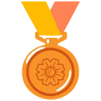 Bronzemedaille + gelbe Blüte