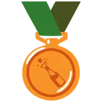 Bronzemedaille + Flasche mit knallendem Korken
