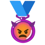 Bronzemedaille + wütendes Gesicht mit Hörnern