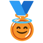 Bronzemedaille + lächelndes Gesicht mit Heiligenschein