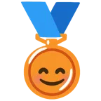 Bronzemedaille + lächelndes Gesicht mit lachenden Augen