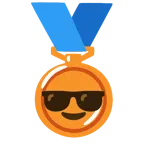 Bronzemedaille + lächelndes Gesicht mit Sonnenbrille