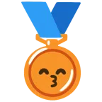 Bronzemedaille + küssendes Gesicht mit lächelnden Augen