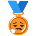 Bronzemedaille + Gesicht, das ausatmet