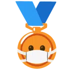 Bronzemedaille + Gesicht mit Atemschutzmaske