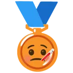 Bronzemedaille + Gesicht mit Fieberthermometer