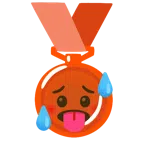 Bronzemedaille + schwitzendes Gesicht
