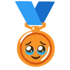 Bronzemedaille + Gesicht, das Tränen zurückhält