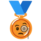 Bronzemedaille + Gesicht mit Monokel