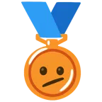 Bronzemedaille + Gesicht mit schrägem Mund