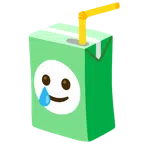 เครื่องดื่มแบบกล่อง + ใบหน้ายิ้มทั้งน้ำตา