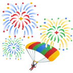paracadute + fuochi d’artificio