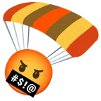 paracadute + faccina con simboli sulla bocca