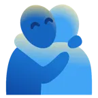 persone che si abbracciano + faccina con sorriso e occhi sorridenti