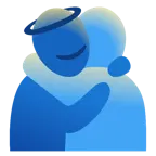 persone che si abbracciano + faccina con sorriso e aureola