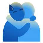 persone che si abbracciano + faccina abbattuta sudata
