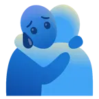 persone che si abbracciano + faccina sudata in ansia