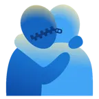 persone che si abbracciano + faccina con bocca con cerniera