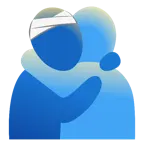persone che si abbracciano + faccina con la testa bendata