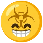 biohazard + beaming face with smiling eyes