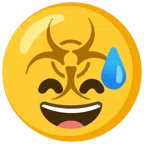 biohazard + grinning face with sweat